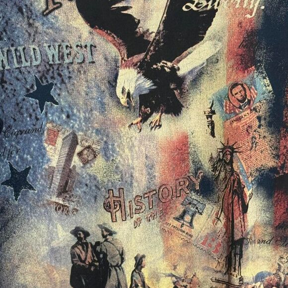 Vintage Americana bold and unique 1990s Patriotic Navy Long Sleeve Tee | M - Picture 3 of 8